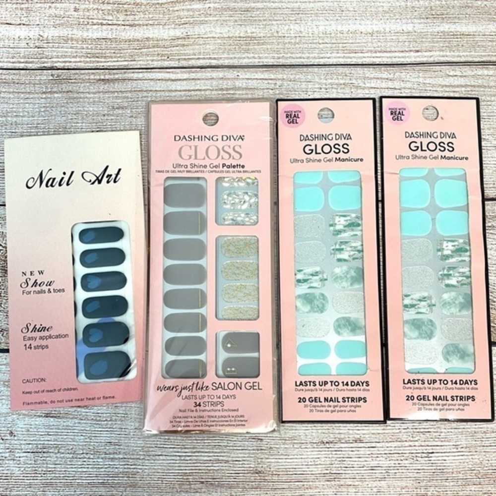 Dashing Diva Gloss Nail Decal Stickers Ultra Shine Mani Ute Set lot